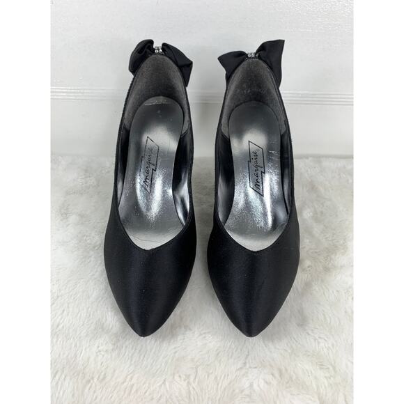 Marquise Women’s Black Pointed Heels with Bow Trim Size 8 – 3" Heel - Picture 2 of 9
